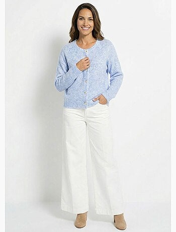 Cárdigan de punto de cuello redondo con lana - AFIBEL