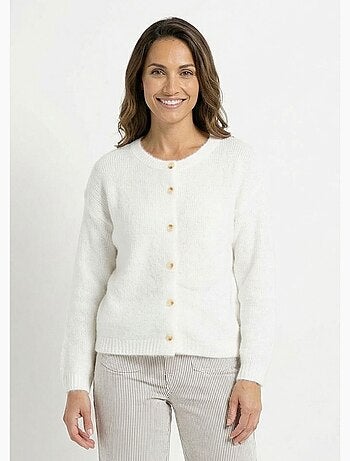 Cárdigan de punto de cuello redondo con lana - AFIBEL