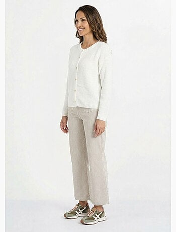 Cárdigan de punto de cuello redondo con lana - AFIBEL