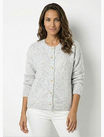 Cárdigan de punto de cuello redondo con lana - AFIBEL