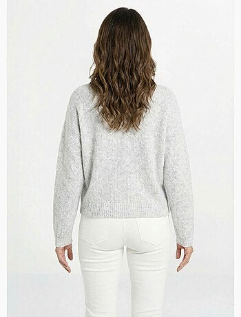 Cárdigan de punto de cuello redondo con lana - AFIBEL