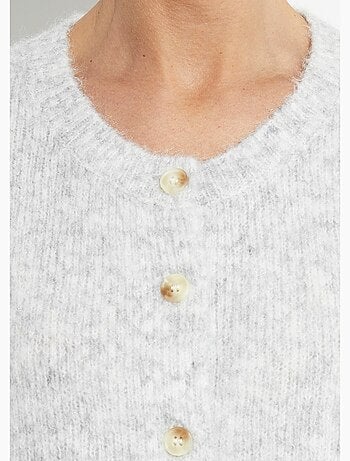 Cárdigan de punto de cuello redondo con lana - AFIBEL