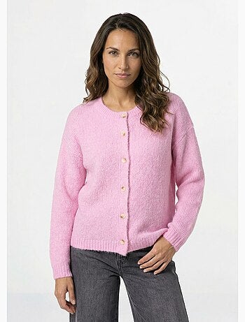 Cárdigan de punto de cuello redondo con lana - AFIBEL