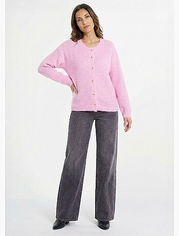 Cárdigan de punto de cuello redondo con lana - AFIBEL