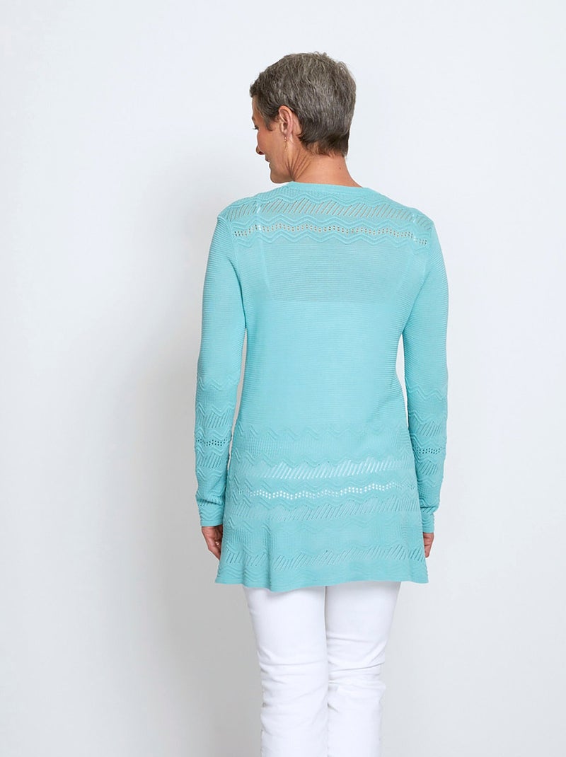 Cárdigan de punto elegante de un botón y largo medio - Afibel Azul agua - Kiabi