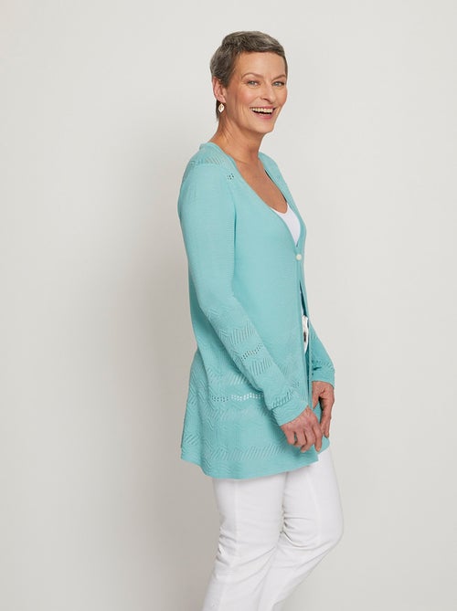 Cárdigan de punto elegante de un botón y largo medio - Afibel - Kiabi