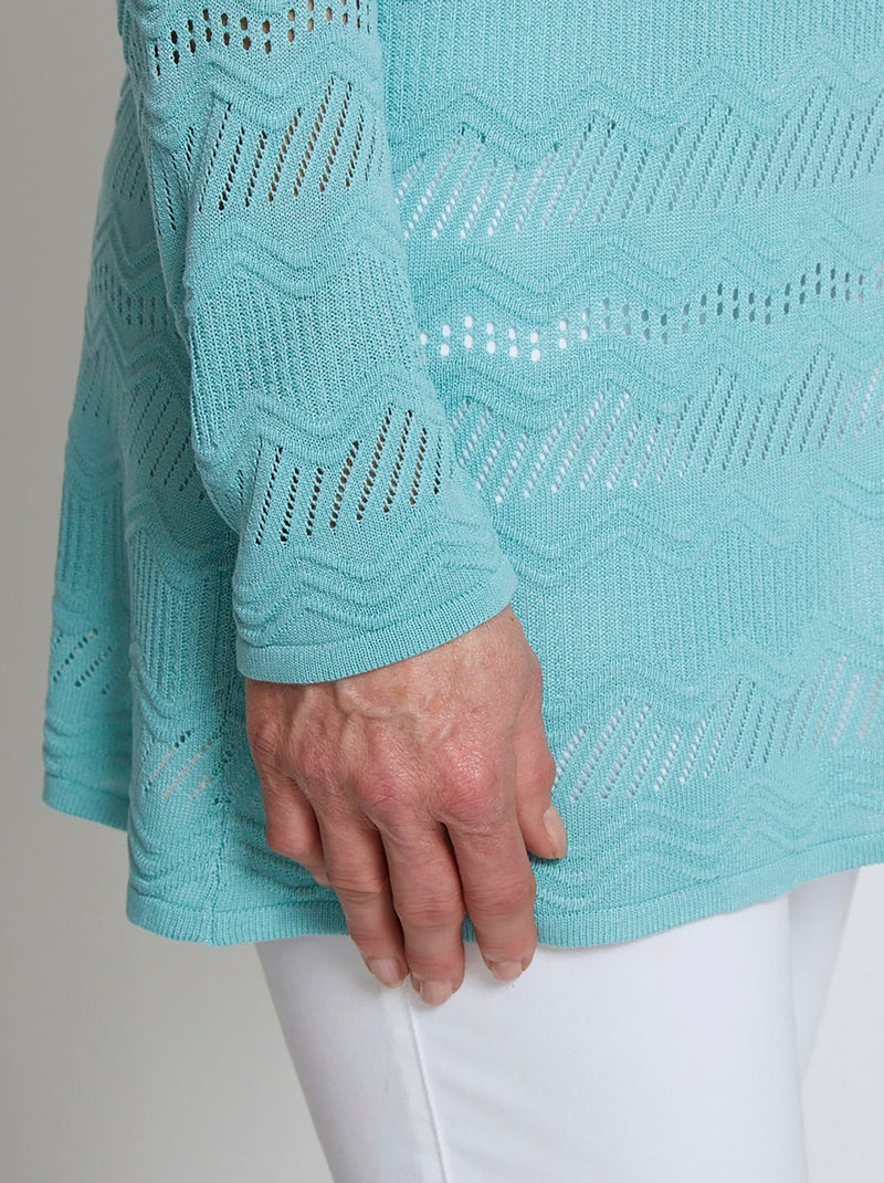 Cárdigan de punto elegante de un botón y largo medio - Afibel Azul agua - Kiabi