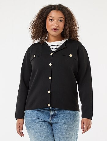 Cárdigan de punto en relieve con botones retro