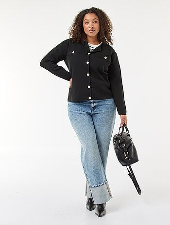 Cárdigan de punto en relieve con botones retro