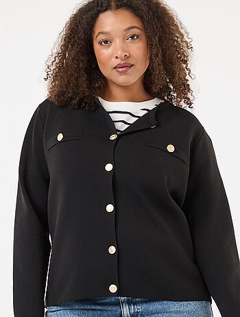 Cárdigan de punto en relieve con botones retro