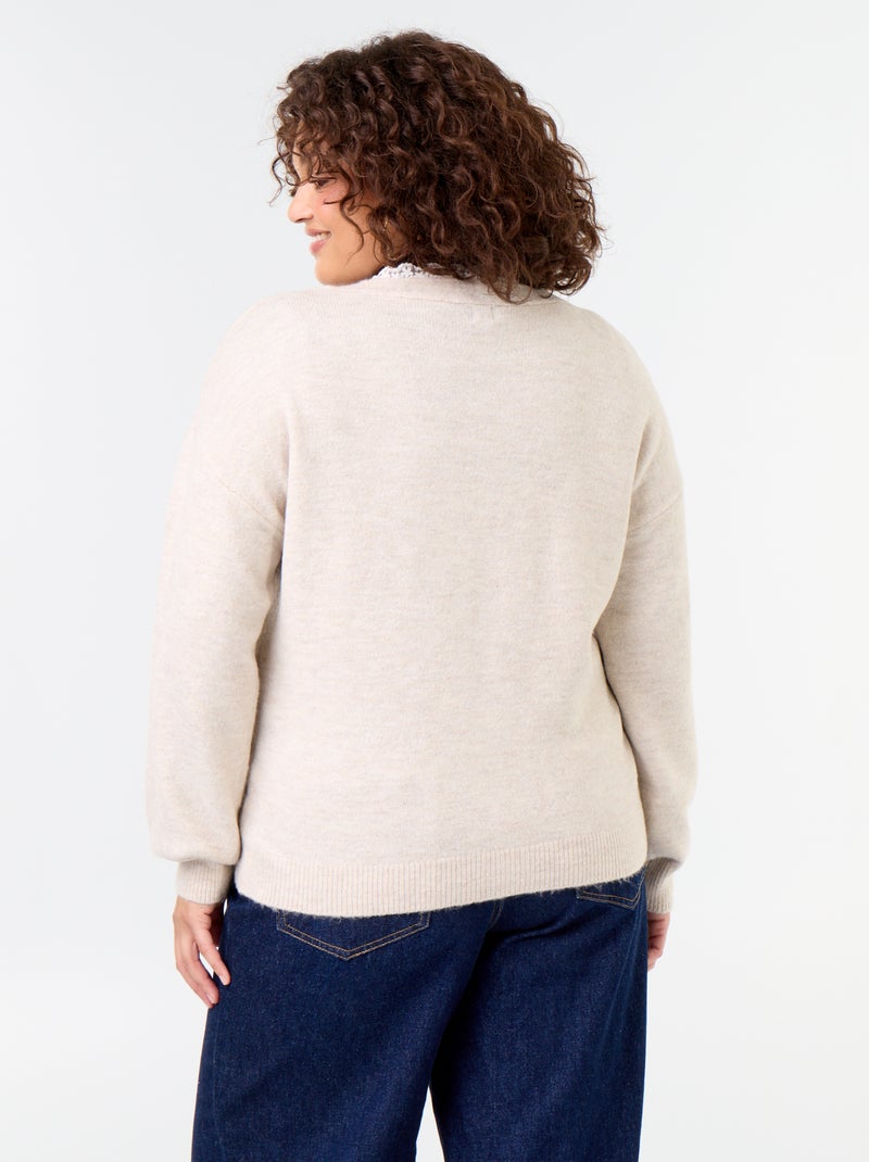 Cárdigan de punto fino Beige - Kiabi