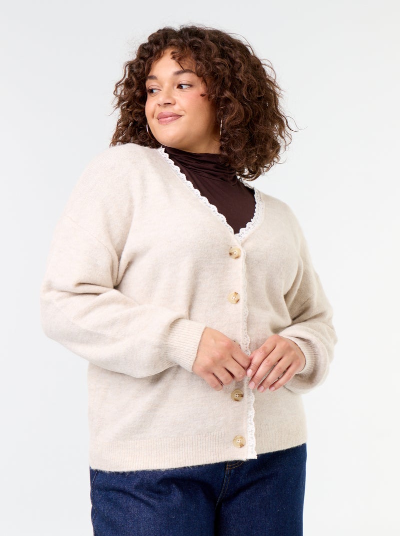 Cárdigan de punto fino Beige - Kiabi