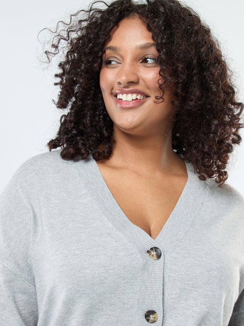 Cárdigan de punto fino con abertura abotonada - Kiabi