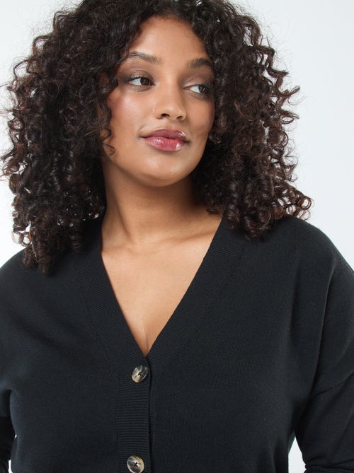 Cárdigan de punto fino con abertura abotonada - Kiabi