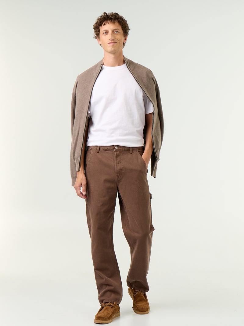 Cárdigan de punto fino con cremallera Marron - Kiabi