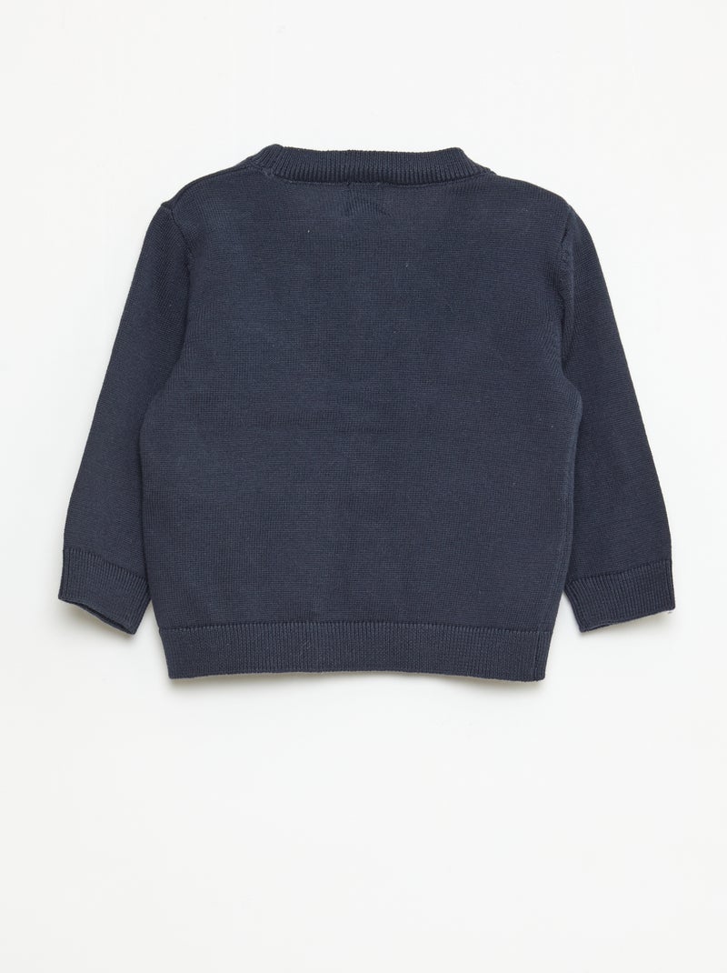 Cárdigan de punto fino con cuello en pico Azul - Kiabi