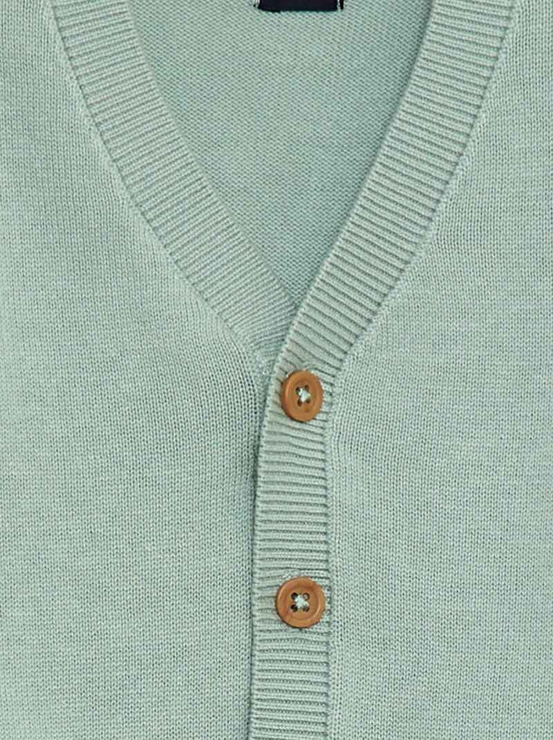 Cárdigan de punto fino con cuello en pico Azul - Kiabi