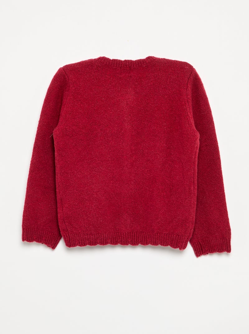 Cárdigan de punto fino con lazos fantasía Rojo - Kiabi