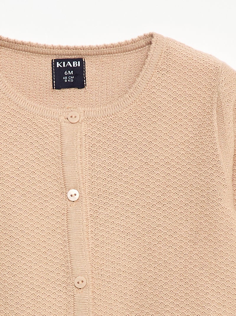 Cárdigan de punto fino liso Beige - Kiabi