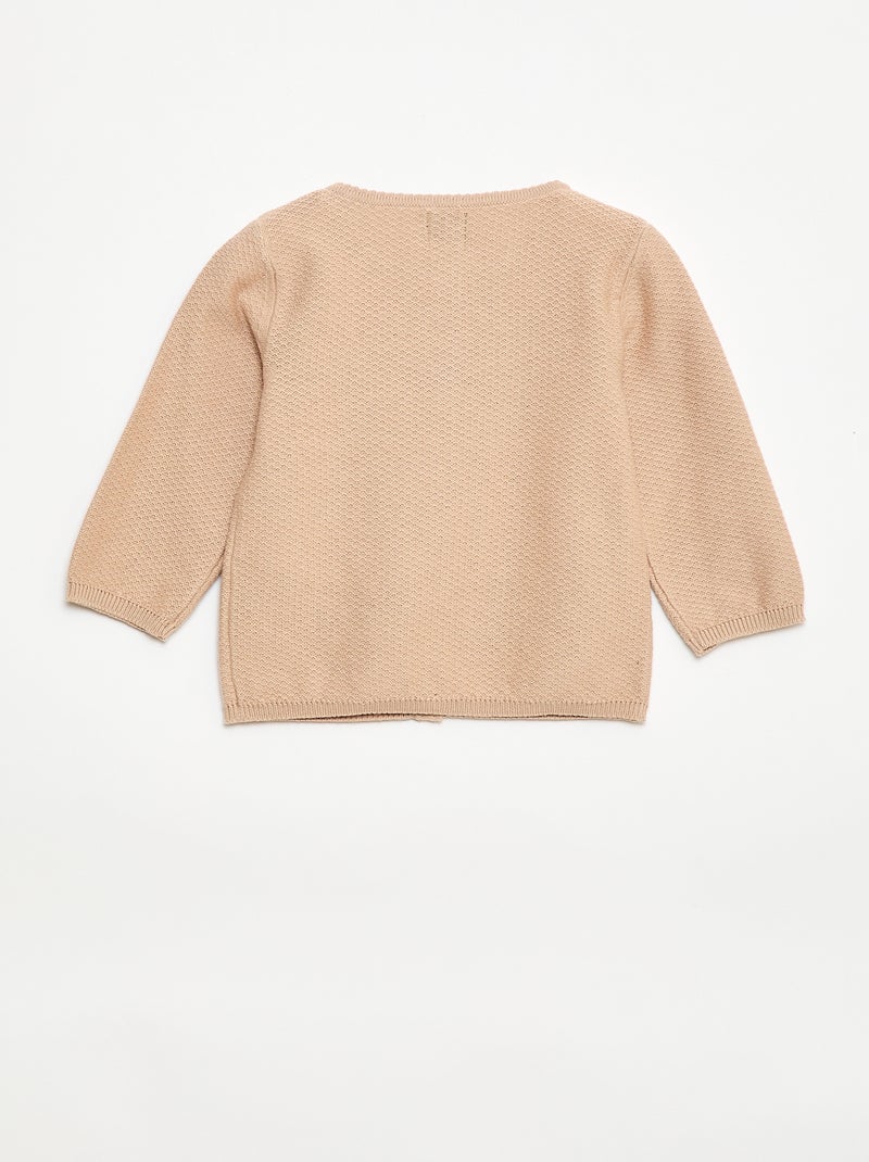 Cárdigan de punto fino liso Beige - Kiabi