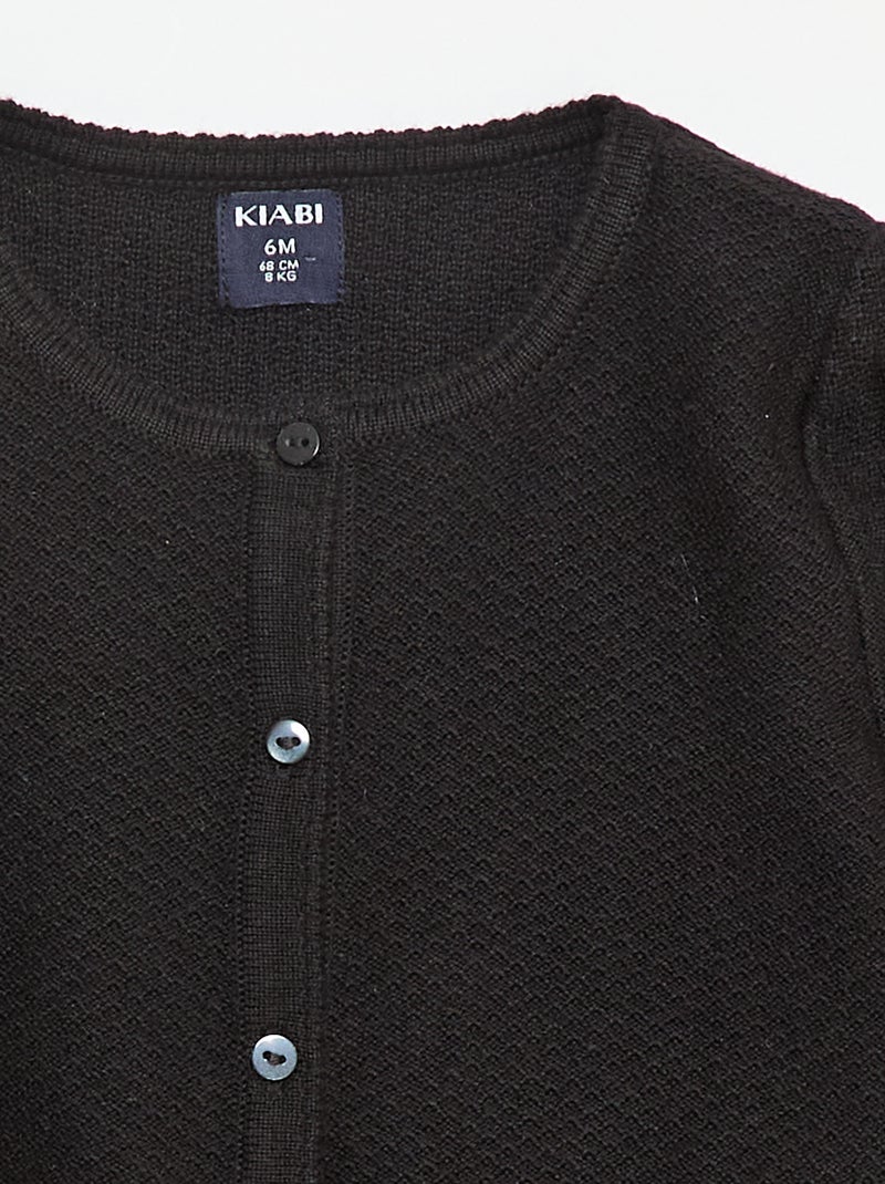 Cárdigan de punto fino liso Negro - Kiabi