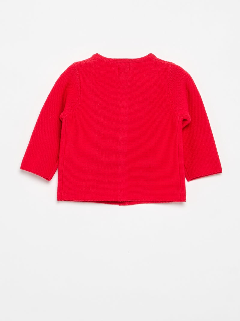 Cárdigan de punto fino liso Rojo - Kiabi
