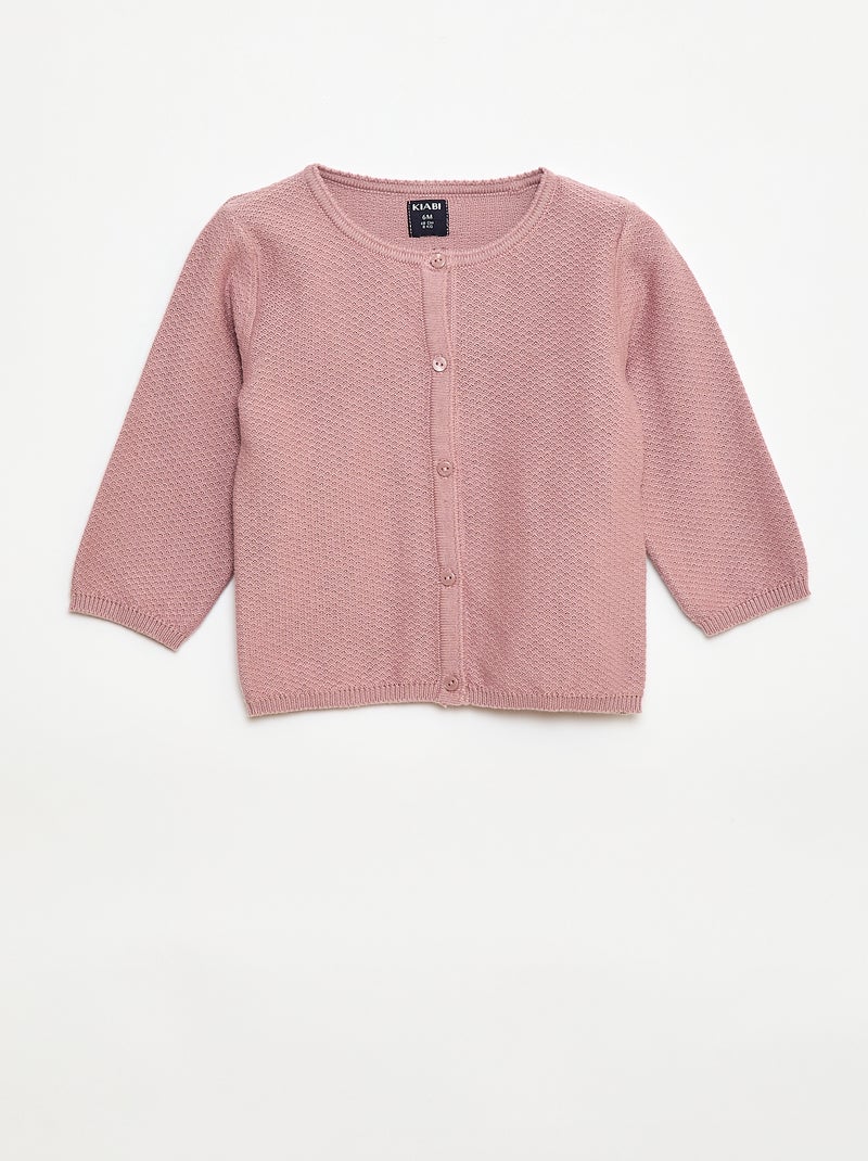 Cárdigan de punto fino liso Rosa - Kiabi