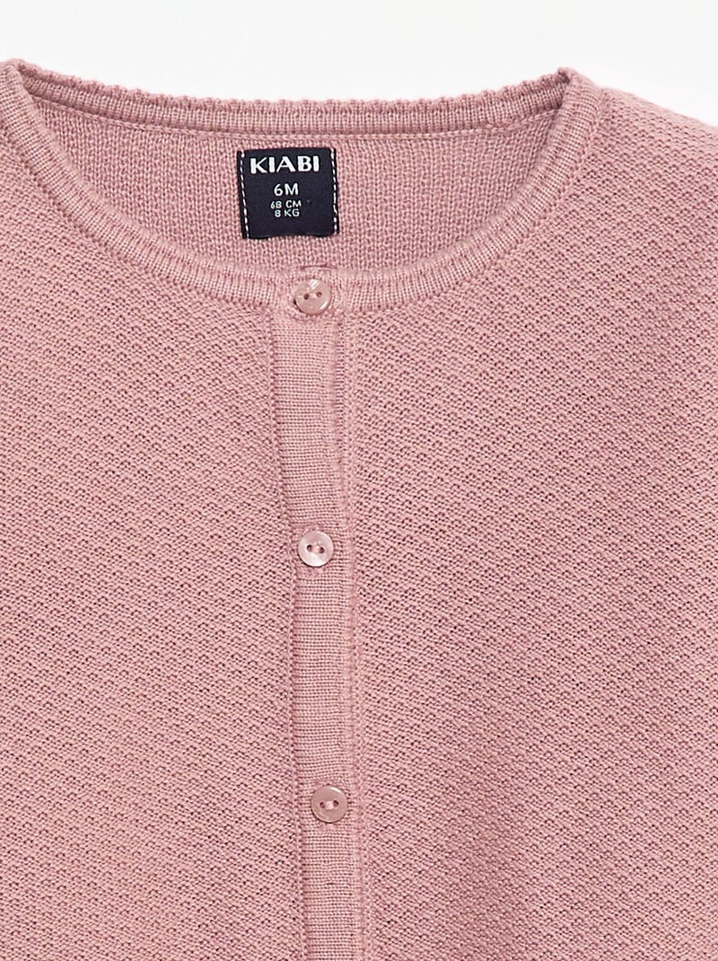 Cárdigan de punto fino liso Rosa - Kiabi