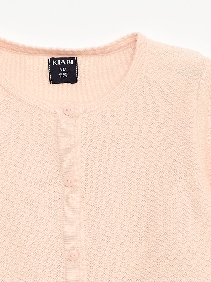 Cárdigan de punto fino liso Rosa - Kiabi