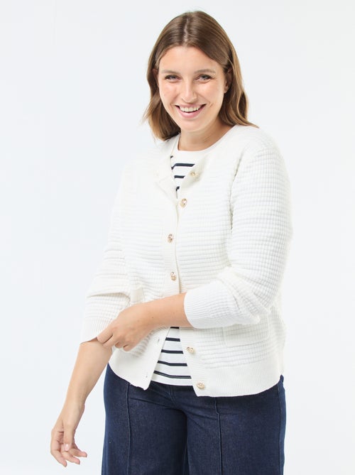 Cárdigan de punto gofrado con botones dorados - Kiabi