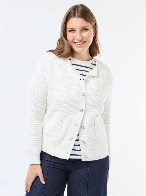Cárdigan de punto gofrado con botones dorados - Kiabi