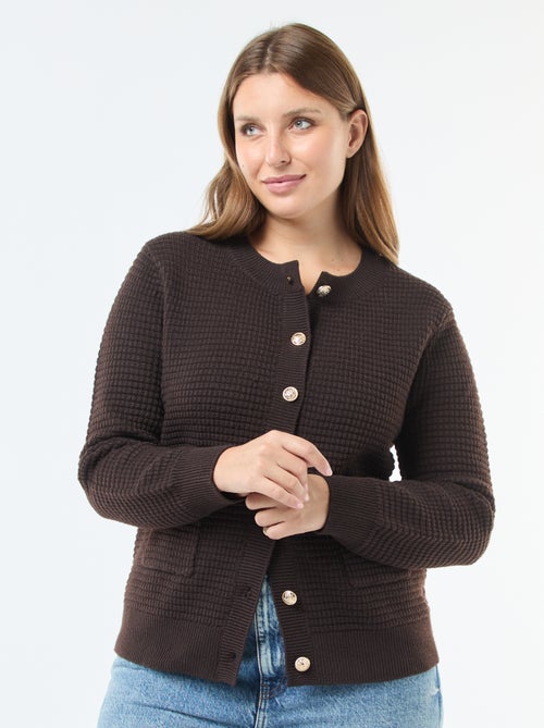 Cárdigan de punto gofrado con botones dorados - Kiabi