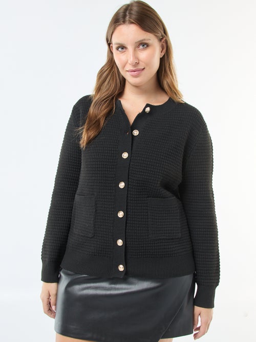 Cárdigan de punto gofrado con botones dorados - Kiabi