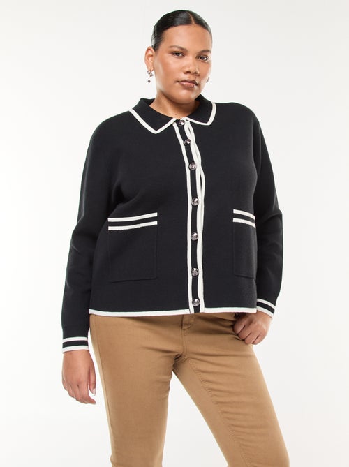 Cárdigan de punto grueso con 2 bolsillos y botones originales - Kiabi