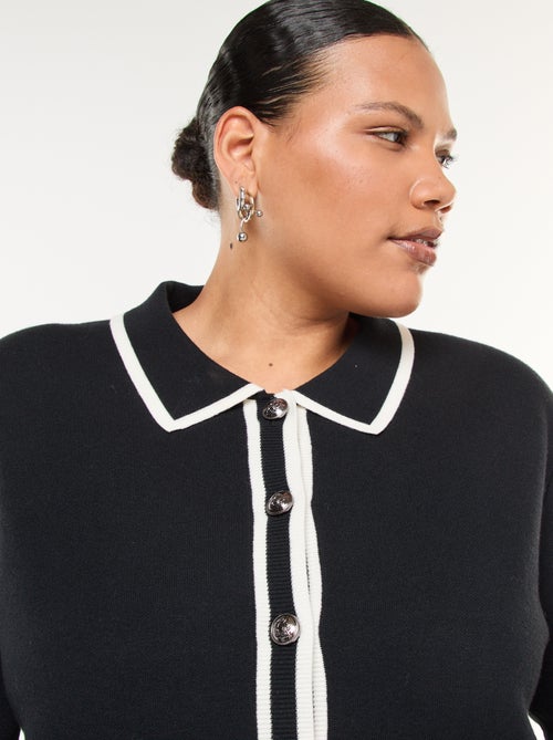 Cárdigan de punto grueso con 2 bolsillos y botones originales - Kiabi