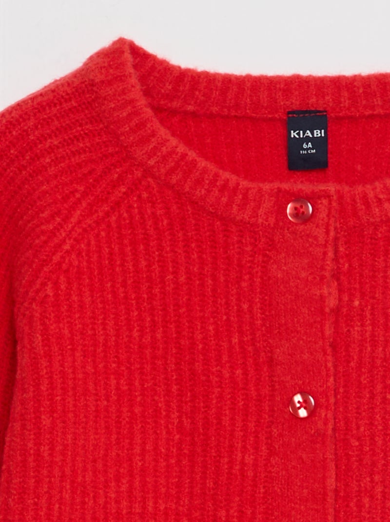 Cárdigan de punto grueso con abertura imantada - So Easy Rojo - Kiabi