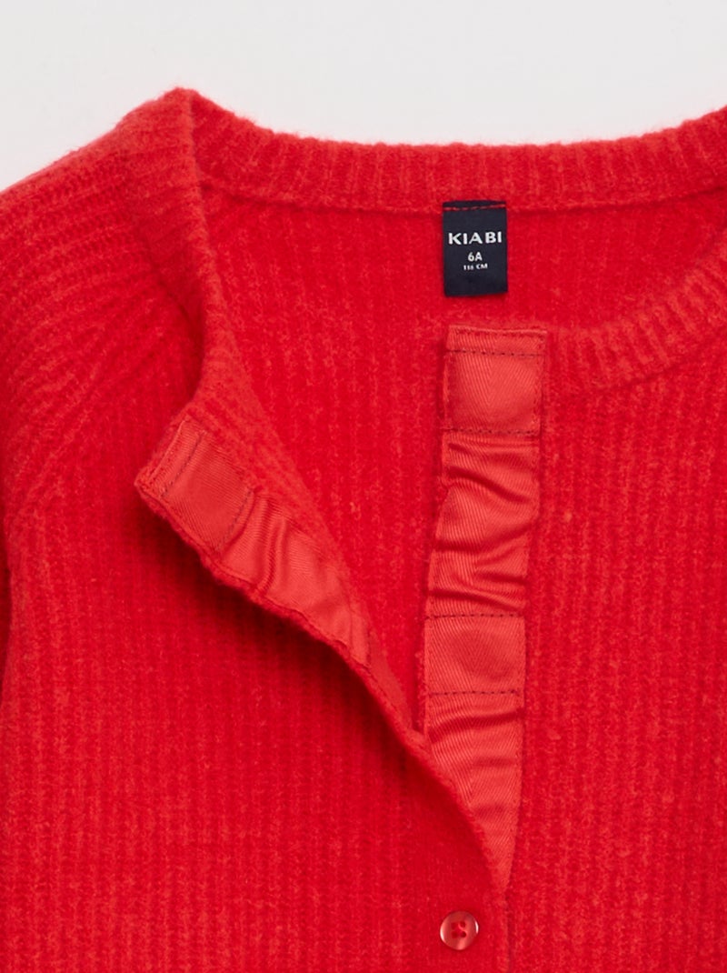 Cárdigan de punto grueso con abertura imantada - So Easy Rojo - Kiabi