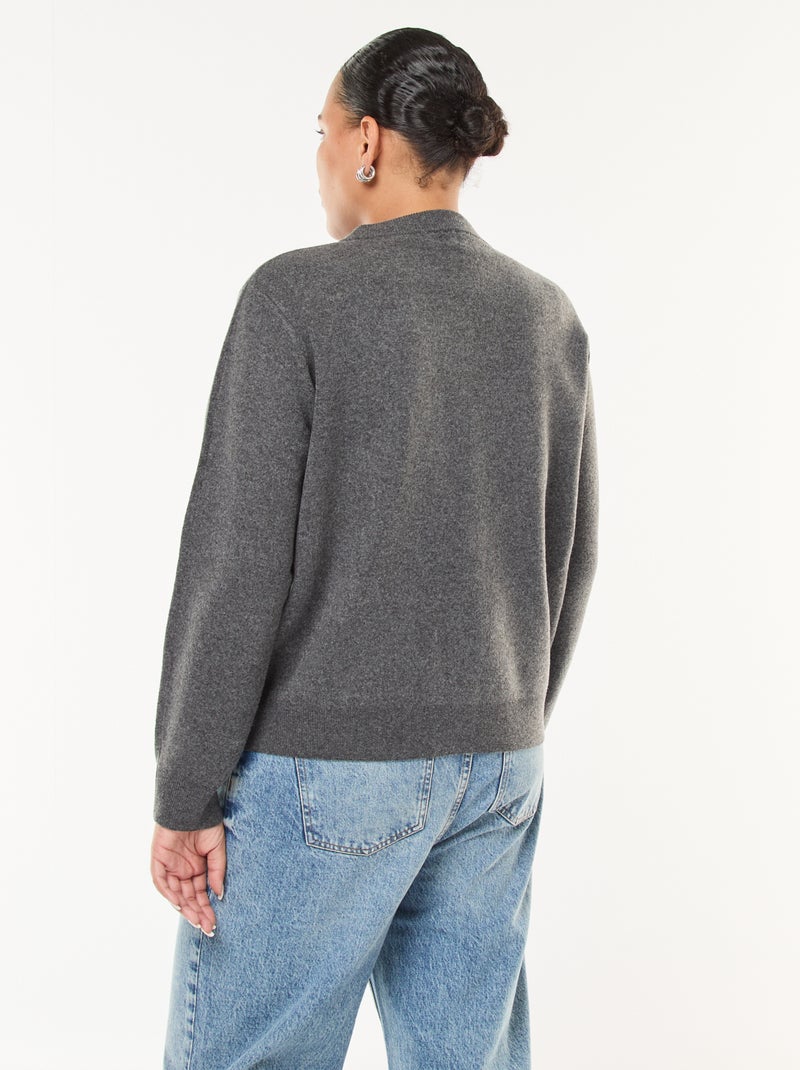 Cárdigan de punto grueso con botones originales Gris - Kiabi