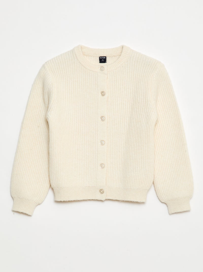 Cárdigan de punto grueso liso Beige - Kiabi