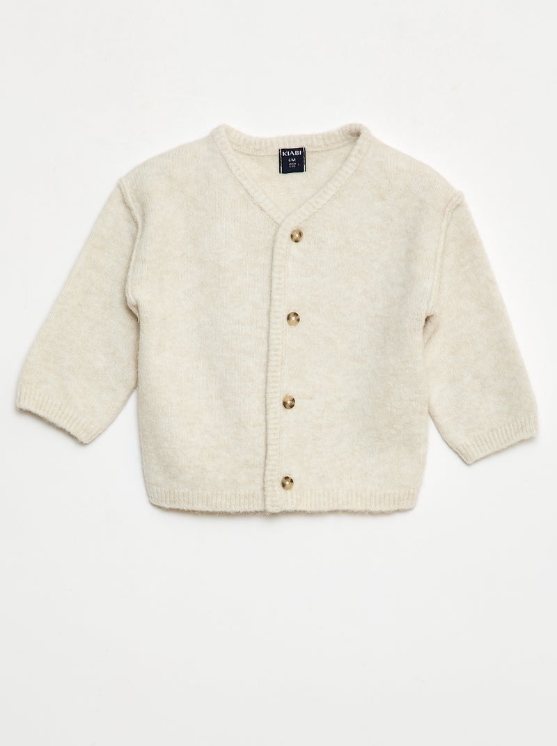 Cárdigan de punto grueso liso Beige - Kiabi
