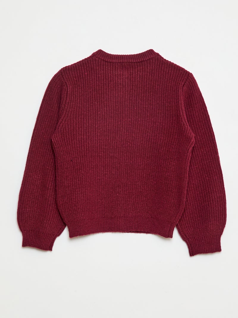 Cárdigan de punto grueso liso Rojo - Kiabi