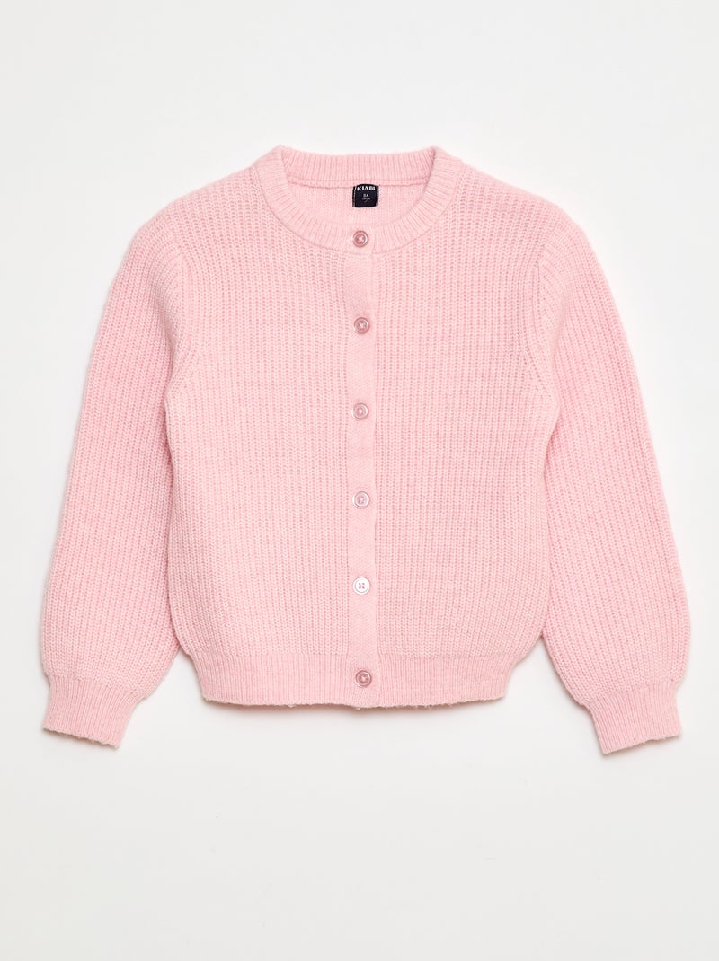 Cárdigan de punto grueso liso Rosa - Kiabi