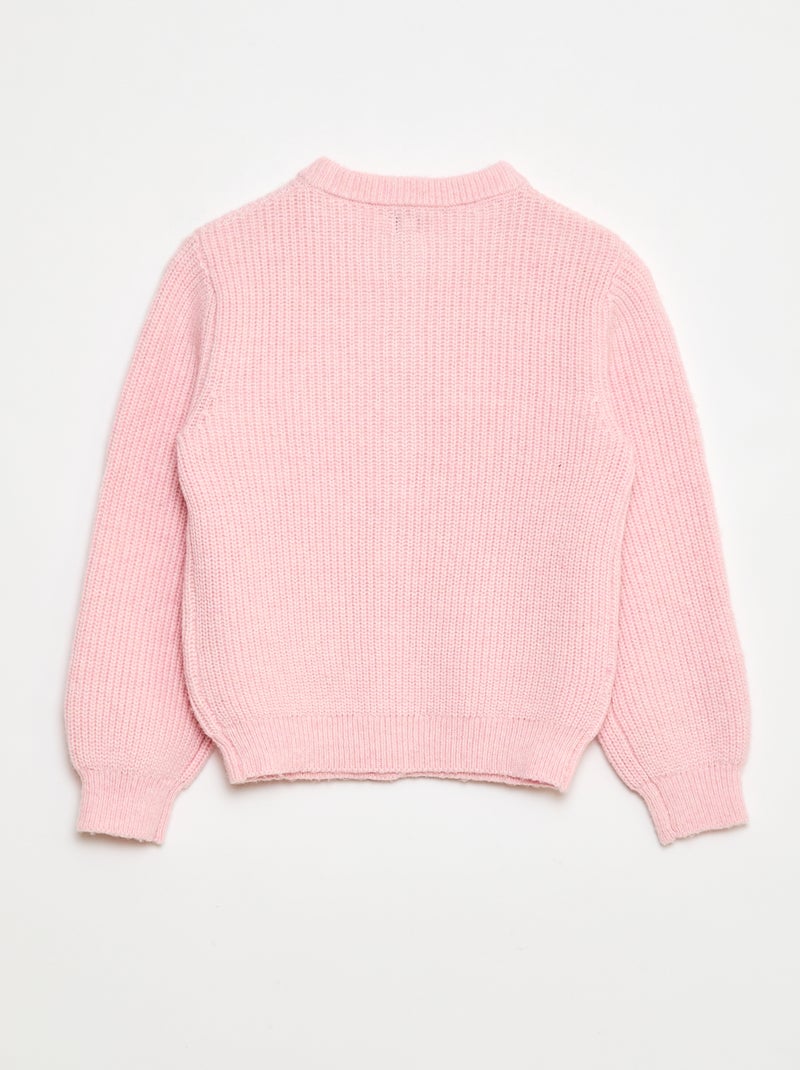 Cárdigan de punto grueso liso Rosa - Kiabi