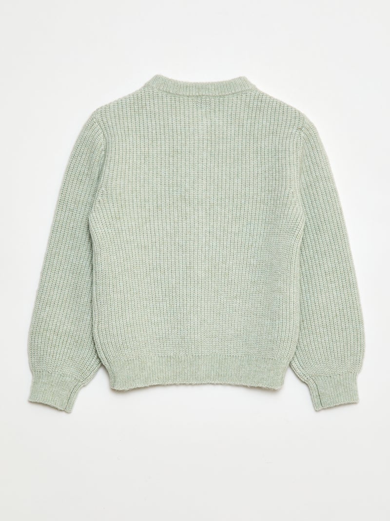 Cárdigan de punto grueso liso Verde - Kiabi