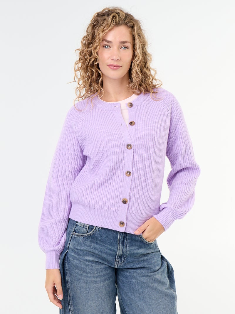 Cárdigan de punto grueso Purpura - Kiabi