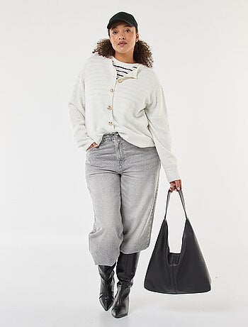 Cárdigan de punto jaspeado con botones retro