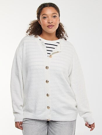 Cárdigan de punto jaspeado con botones retro