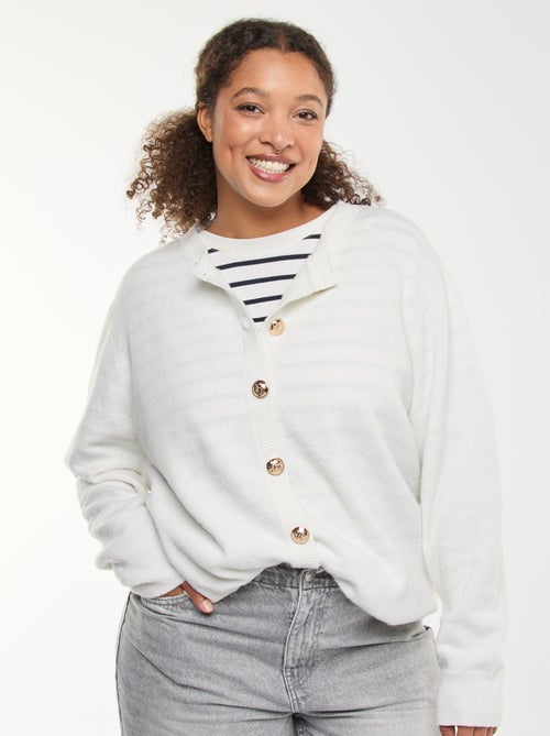 Cárdigan de punto jaspeado con botones retro - Kiabi