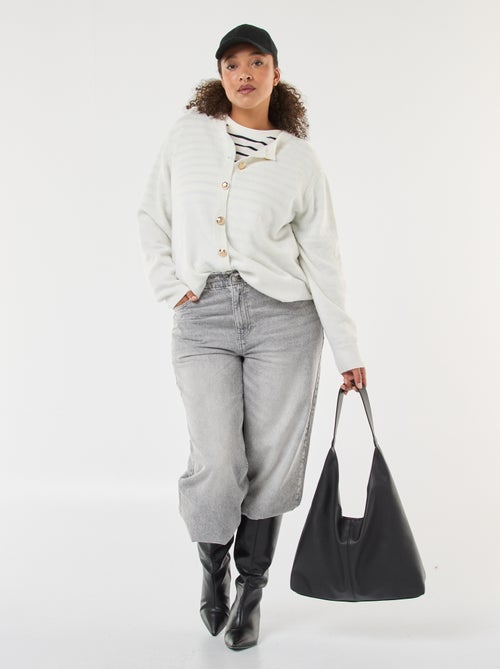 Cárdigan de punto jaspeado con botones retro - Kiabi