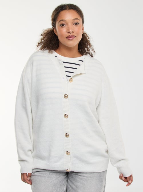 Cárdigan de punto jaspeado con botones retro - Kiabi